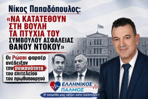 Νίκος Παπαδόπουλος: «Να κατατεθούν στη Βουλή τα πτυχία του Συμβούλου Ασφαλείας Θάνου Ντόκου» 6 Afisa 3jpg