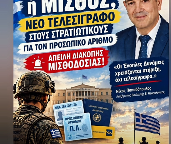 ΤΕΛΕΣΙΓΡΑΦΟ ΣΤΟΥΣ ΣΤΡΑΤΙΩΤΙΚΟΥΣ; ΠΡΟΣΩΠΙΚΟΣ ΑΡΙΘΜΟΣ Ή… ΜΙΣΘΟΣ; 5 7 ΟΚΤ 11